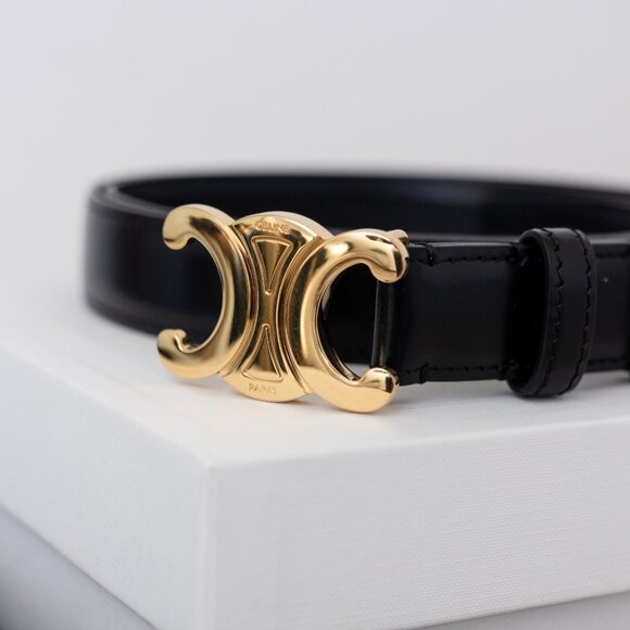 CELINE Medium Triomphe Belt in Taurillon Leather Size 95 - Picture 1 of 10
